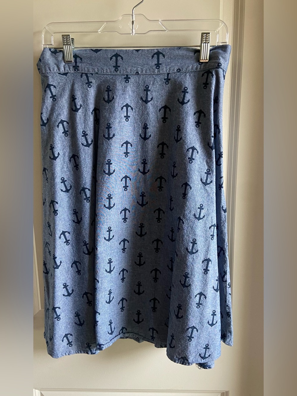 Heart of Haute- Nautical Anchor Print A-Line Skirt - Blue